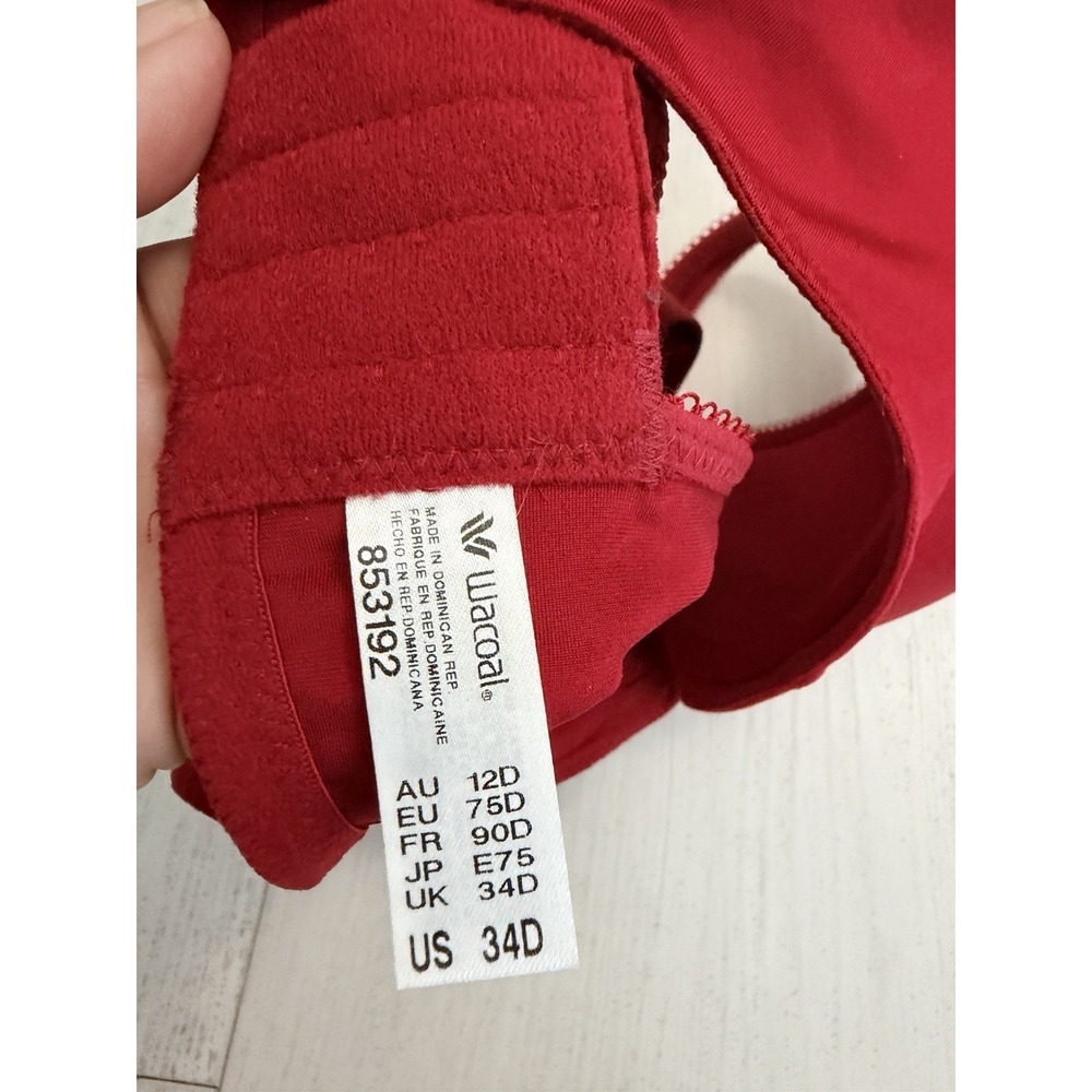 Wacoal 853192 Lined Basic Beauty Contour T-Shirt Bra Size 34D Red - Picture 4 of 4